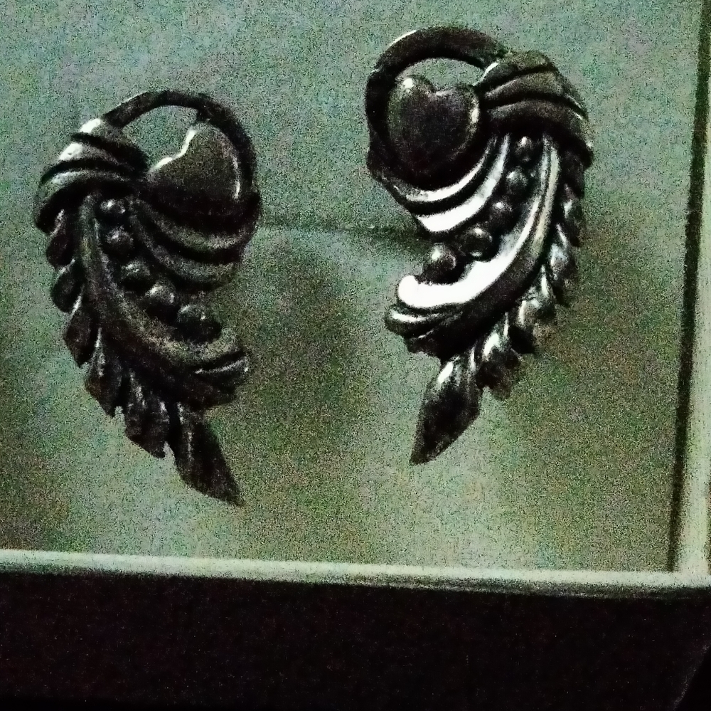 Sterling Silver Heart Earrings Vintage